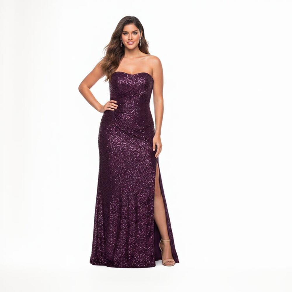 La Femme dark berry sequin dress, size 14, NEW WITH TAGS!